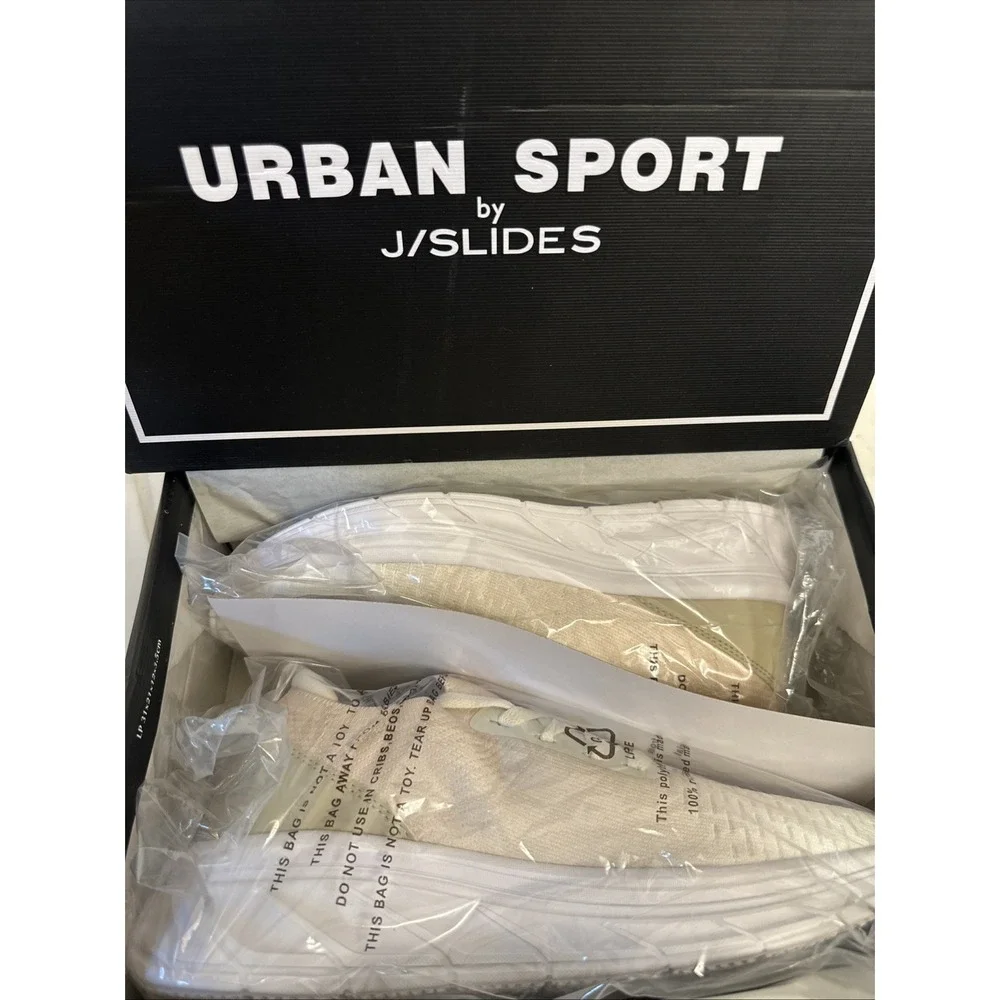 Urban Sport by J/Slides Wmn Sze 10 Holly Sneaker Beige White Knit Casual Neutral